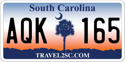 SC license plate AQK165