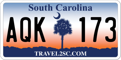 SC license plate AQK173
