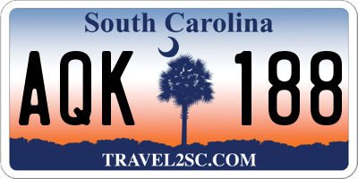 SC license plate AQK188
