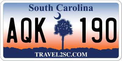 SC license plate AQK190