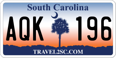 SC license plate AQK196