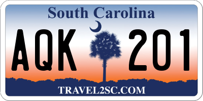 SC license plate AQK201