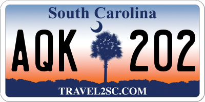 SC license plate AQK202