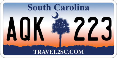SC license plate AQK223
