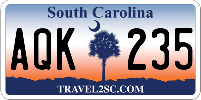 SC license plate AQK235
