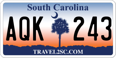 SC license plate AQK243