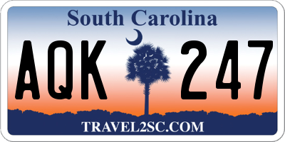 SC license plate AQK247