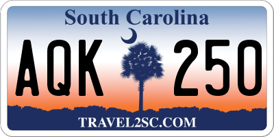 SC license plate AQK250