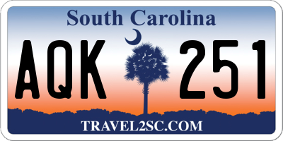 SC license plate AQK251