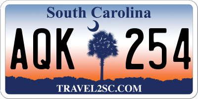 SC license plate AQK254