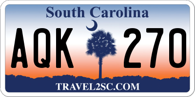 SC license plate AQK270