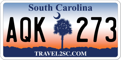 SC license plate AQK273