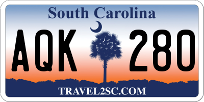SC license plate AQK280