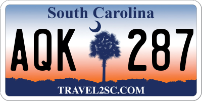 SC license plate AQK287