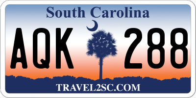 SC license plate AQK288