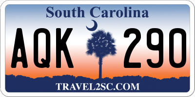 SC license plate AQK290