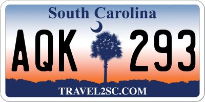 SC license plate AQK293