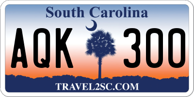 SC license plate AQK300