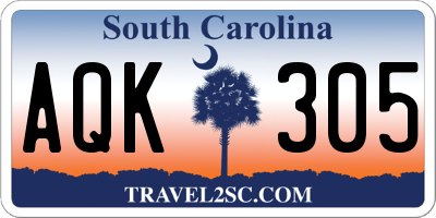 SC license plate AQK305