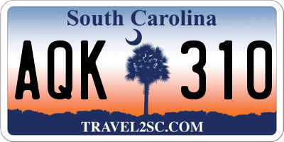 SC license plate AQK310