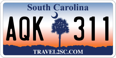 SC license plate AQK311