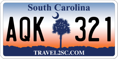 SC license plate AQK321