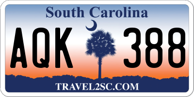 SC license plate AQK388