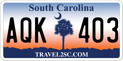 SC license plate AQK403