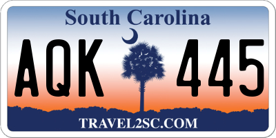 SC license plate AQK445