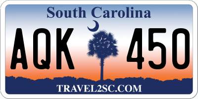 SC license plate AQK450