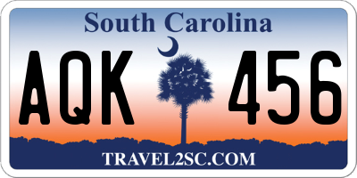 SC license plate AQK456