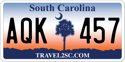 SC license plate AQK457