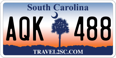SC license plate AQK488