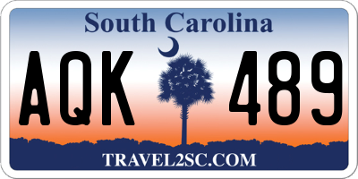 SC license plate AQK489