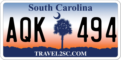 SC license plate AQK494