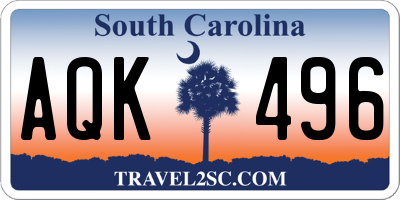 SC license plate AQK496