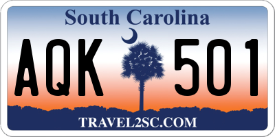 SC license plate AQK501