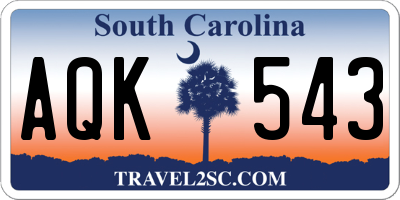 SC license plate AQK543