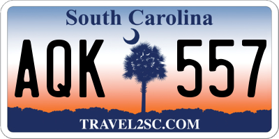 SC license plate AQK557