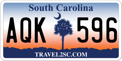 SC license plate AQK596