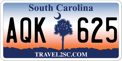 SC license plate AQK625