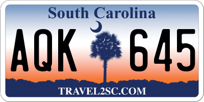 SC license plate AQK645