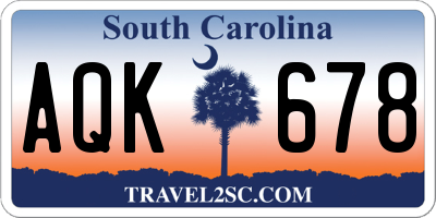SC license plate AQK678