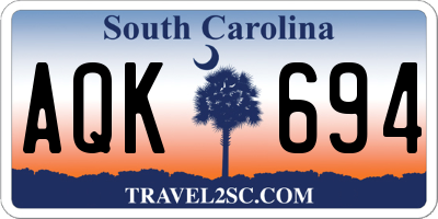 SC license plate AQK694