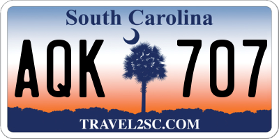 SC license plate AQK707