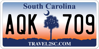 SC license plate AQK709