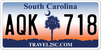 SC license plate AQK718