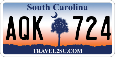 SC license plate AQK724