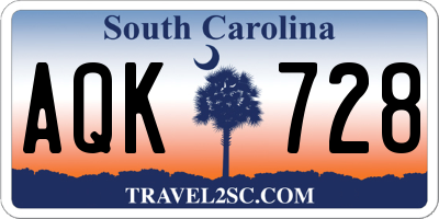 SC license plate AQK728
