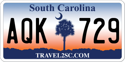 SC license plate AQK729